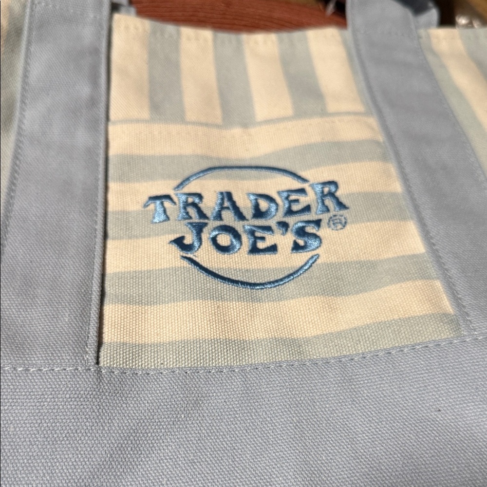 Trader Joe's Blue & Cream Striped Market Tote
